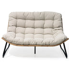 Double Papasan PE Rattan Chair Loveseat with Cushion For Indoor Outdoor