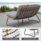 Double Papasan PE Rattan Chair Loveseat with Cushion For Indoor Outdoor