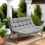 Double Papasan PE Rattan Chair Loveseat with Cushion For Indoor Outdoor