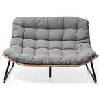 Double Papasan PE Rattan Chair Loveseat with Cushion For Indoor Outdoor