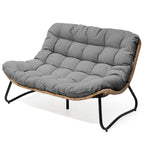 Double Papasan PE Rattan Chair Loveseat with Cushion For Indoor Outdoor