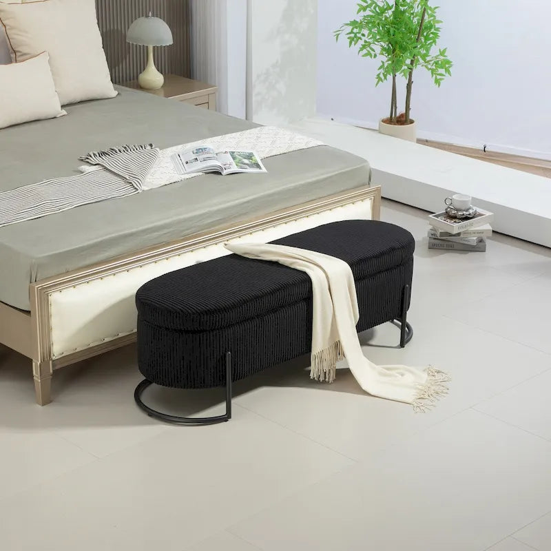 Storage Ottoman,Bedroom End Bench,Upholstered Fabric Storage Ottoman with Safety Hinge,Entryway Padded Footstool