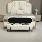 Storage Ottoman,Bedroom End Bench,Upholstered Fabric Storage Ottoman with Safety Hinge,Entryway Padded Footstool