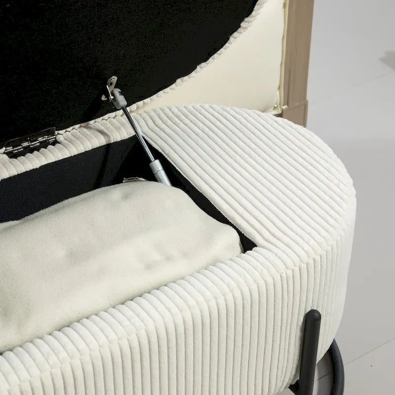 Storage Ottoman,Bedroom End Bench,Upholstered Fabric Storage Ottoman with Safety Hinge,Entryway Padded Footstool