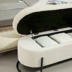 Storage Ottoman,Bedroom End Bench,Upholstered Fabric Storage Ottoman with Safety Hinge,Entryway Padded Footstool