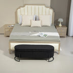 Storage Ottoman,Bedroom End Bench,Upholstered Fabric Storage Ottoman with Safety Hinge,Entryway Padded Footstool