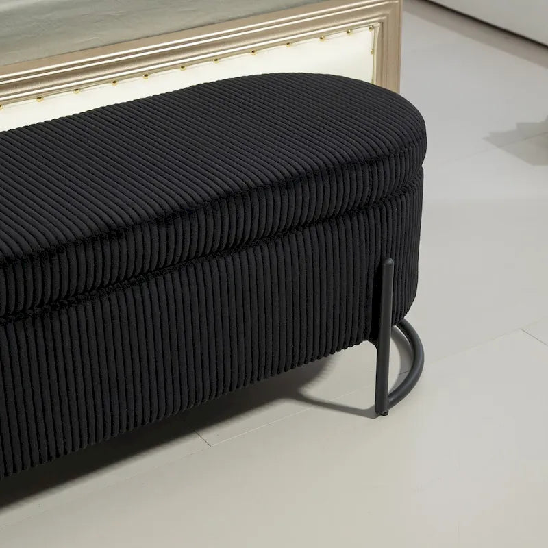 Storage Ottoman,Bedroom End Bench,Upholstered Fabric Storage Ottoman with Safety Hinge,Entryway Padded Footstool