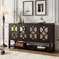 Elegant Retro Console Table,Storage Cabinet,Sideboard with Mirrored Doors, Spacious Shelves, and Durable Acacia Wood Legs