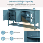 Elegant Retro Console Table,Storage Cabinet,Sideboard with Mirrored Doors, Spacious Shelves, and Durable Acacia Wood Legs