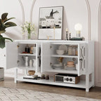 Elegant Retro Console Table,Storage Cabinet,Sideboard with Mirrored Doors, Spacious Shelves, and Durable Acacia Wood Legs