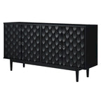 Modern 4-Door Sideboard with Convex Pattern Doors and Silver Handles