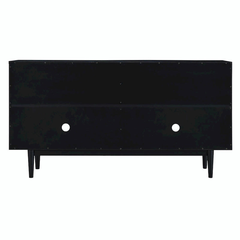 Modern 4-Door Sideboard with Convex Pattern Doors and Silver Handles