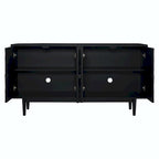 Modern 4-Door Sideboard with Convex Pattern Doors and Silver Handles