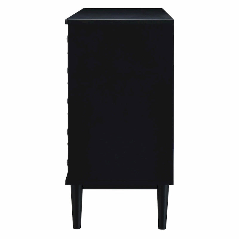 Modern 4-Door Sideboard with Convex Pattern Doors and Silver Handles