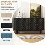 Modern 4-Door Sideboard with Convex Pattern Doors and Silver Handles