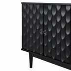 Modern 4-Door Sideboard with Convex Pattern Doors and Silver Handles