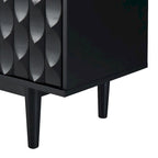 Modern 4-Door Sideboard with Convex Pattern Doors and Silver Handles