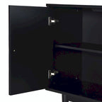 Modern 4-Door Sideboard with Convex Pattern Doors and Silver Handles