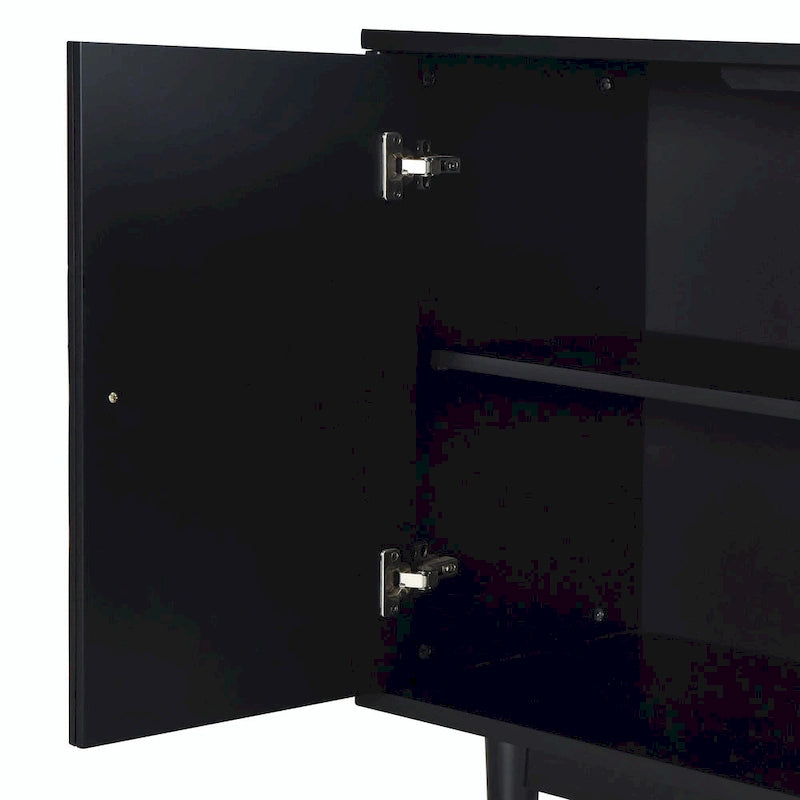Modern 4-Door Sideboard with Convex Pattern Doors and Silver Handles