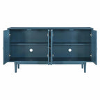 Modern 4-Door Sideboard with Convex Pattern Doors and Silver Handles