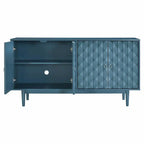 Modern 4-Door Sideboard with Convex Pattern Doors and Silver Handles