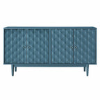 Modern 4-Door Sideboard with Convex Pattern Doors and Silver Handles