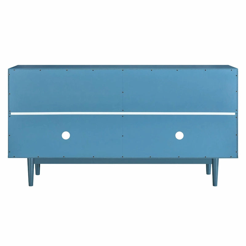 Modern 4-Door Sideboard with Convex Pattern Doors and Silver Handles