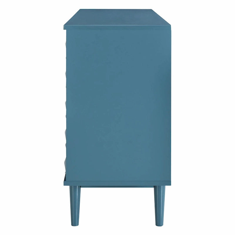 Modern 4-Door Sideboard with Convex Pattern Doors and Silver Handles
