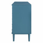 Modern 4-Door Sideboard with Convex Pattern Doors and Silver Handles