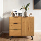 Wood Sideboard Buffet Cabinet with 3 Drawers & Adjustable Shelf & Door