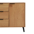 Wood Sideboard Buffet Cabinet with 3 Drawers & Adjustable Shelf & Door