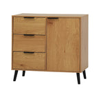 Wood Sideboard Buffet Cabinet with 3 Drawers & Adjustable Shelf & Door