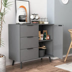 Wood Sideboard Buffet Cabinet with 3 Drawers & Adjustable Shelf & Door