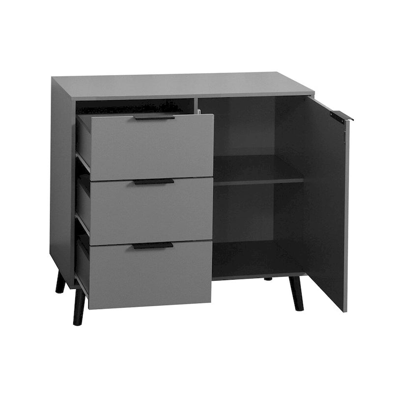Wood Sideboard Buffet Cabinet with 3 Drawers & Adjustable Shelf & Door