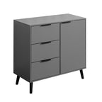 Wood Sideboard Buffet Cabinet with 3 Drawers & Adjustable Shelf & Door