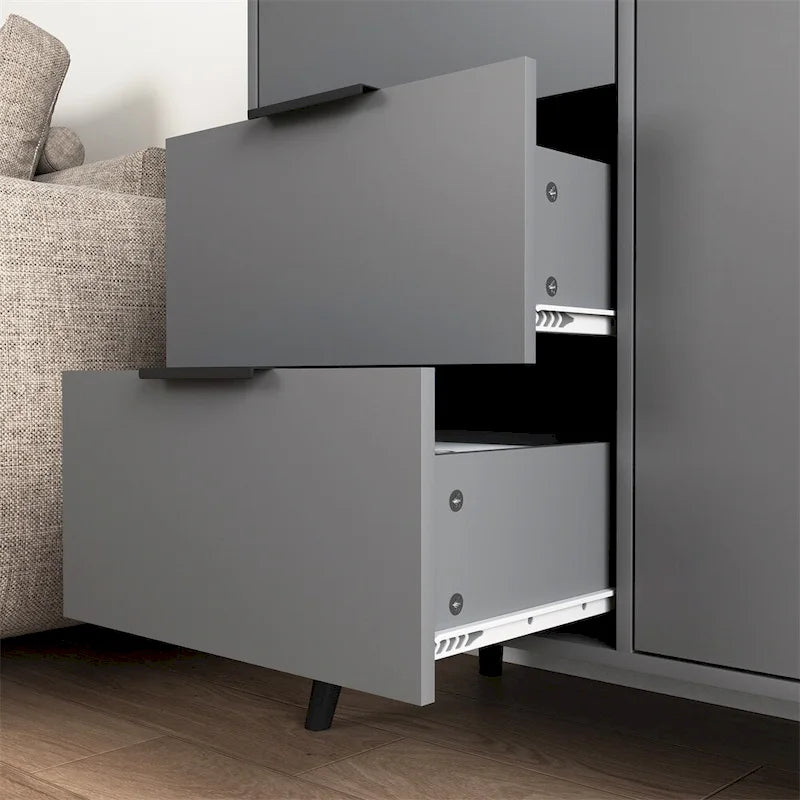 Wood Sideboard Buffet Cabinet with 3 Drawers & Adjustable Shelf & Door