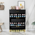 Shoe Storage Cabinet for Entryway, Free Standing Shoe Organizer with 2 Flip Drawers, Hidden Shoe Rack Storage Organizer