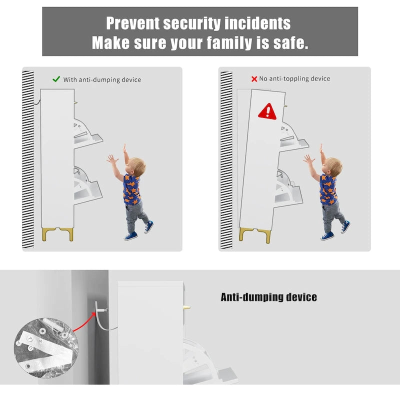 Shoe Storage Cabinet for Entryway, Free Standing Shoe Organizer with 2 Flip Drawers, Hidden Shoe Rack Storage Organizer