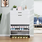 Shoe Storage Cabinet for Entryway, Free Standing Shoe Organizer with 2 Flip Drawers, Hidden Shoe Rack Storage Organizer