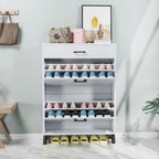 Shoe Storage Cabinet for Entryway, Free Standing Shoe Organizer with 2 Flip Drawers, Hidden Shoe Rack Storage Organizer