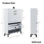 Shoe Storage Cabinet for Entryway, Free Standing Shoe Organizer with 2 Flip Drawers, Hidden Shoe Rack Storage Organizer