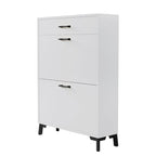 Shoe Storage Cabinet for Entryway, Free Standing Shoe Organizer with 2 Flip Drawers, Hidden Shoe Rack Storage Organizer