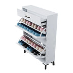 Shoe Storage Cabinet for Entryway, Free Standing Shoe Organizer with 2 Flip Drawers, Hidden Shoe Rack Storage Organizer
