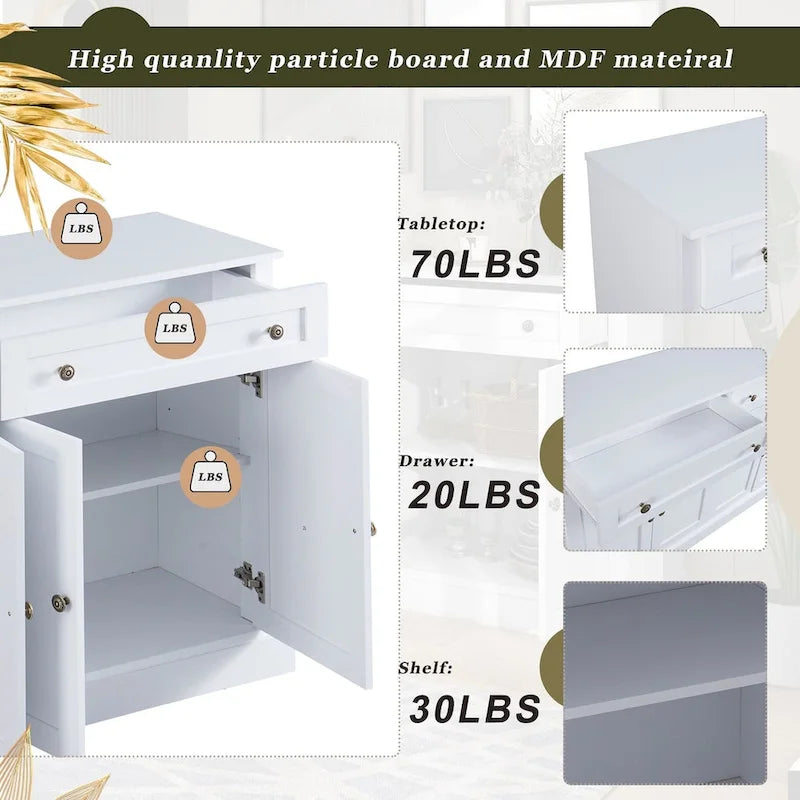 58.30 Inch MDF Sideboard with Adjustable Shelves